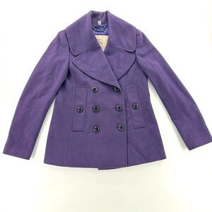 Burberry eggplant Wool cashmere Blend Double-Breasted Peacoat sz4